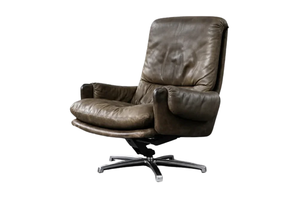 Leather swivel armchair, Musterring, Germany, 1960s