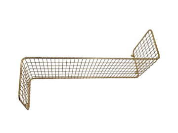 Gold wire-mesh wall shelf, 1970s
