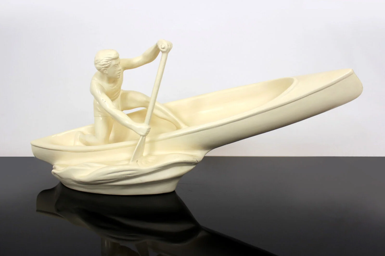 Ceramic Rower Figurine, Jihokera Bechyně, Czechoslovakia, 1950s