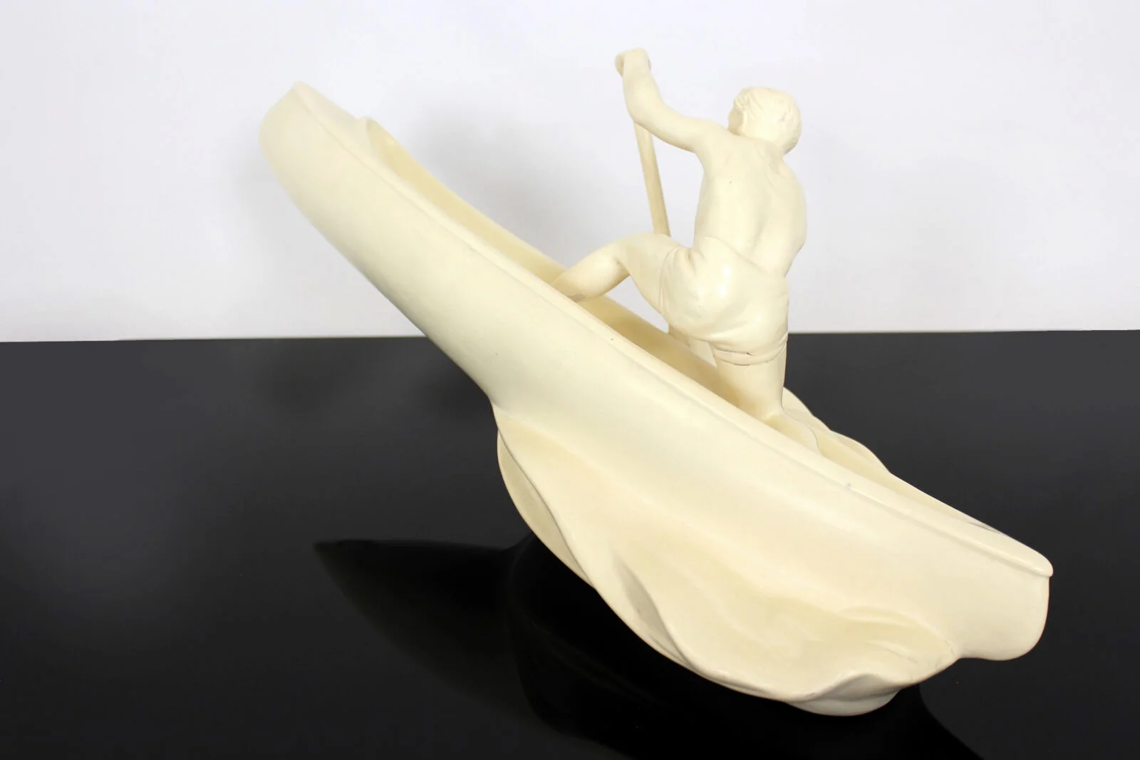 Ceramic Rower Figurine, Jihokera Bechyně, Czechoslovakia, 1950s
