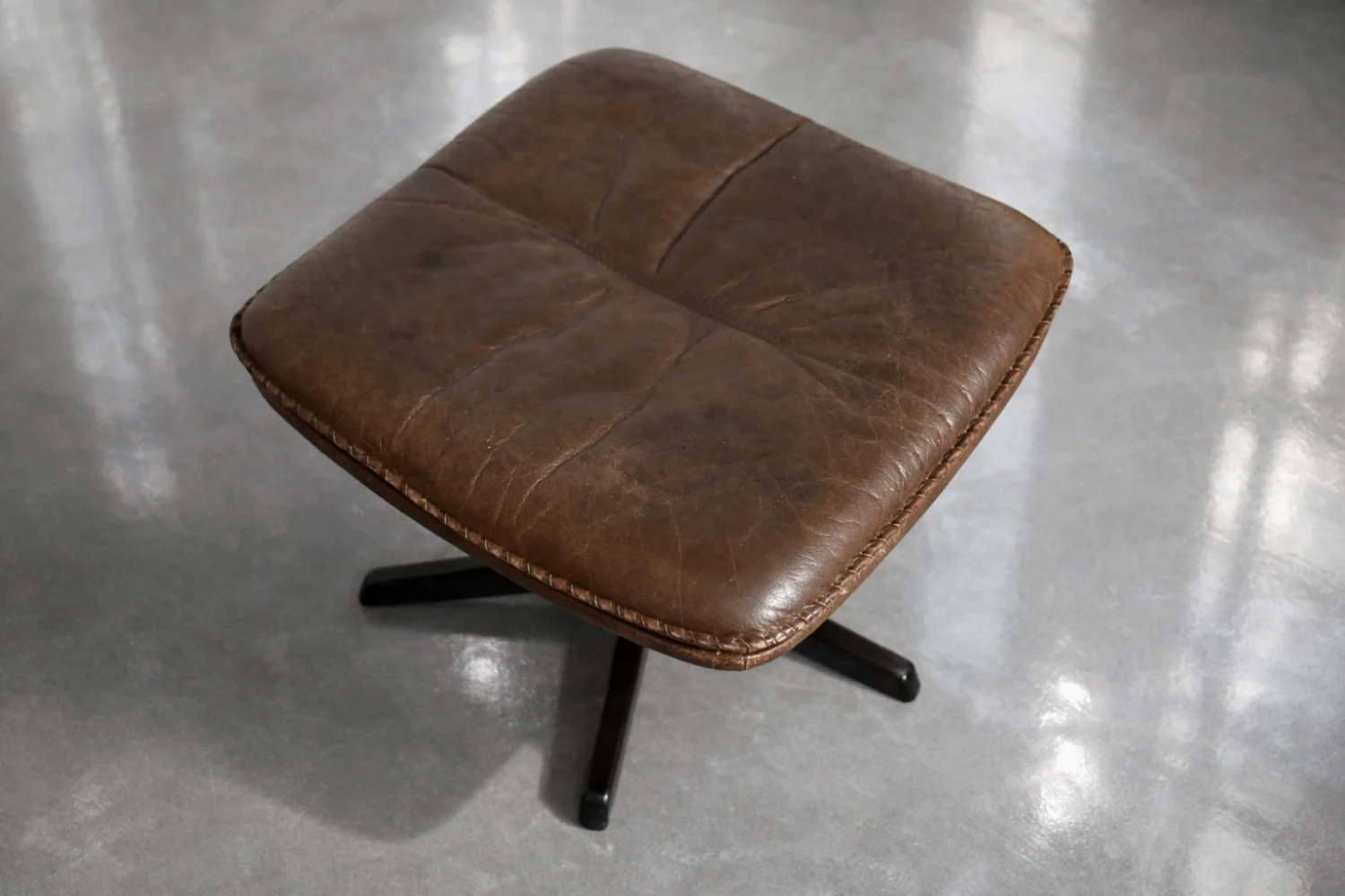 Leather armchair with footstool, Berg Furniture, Denmark, 1970s