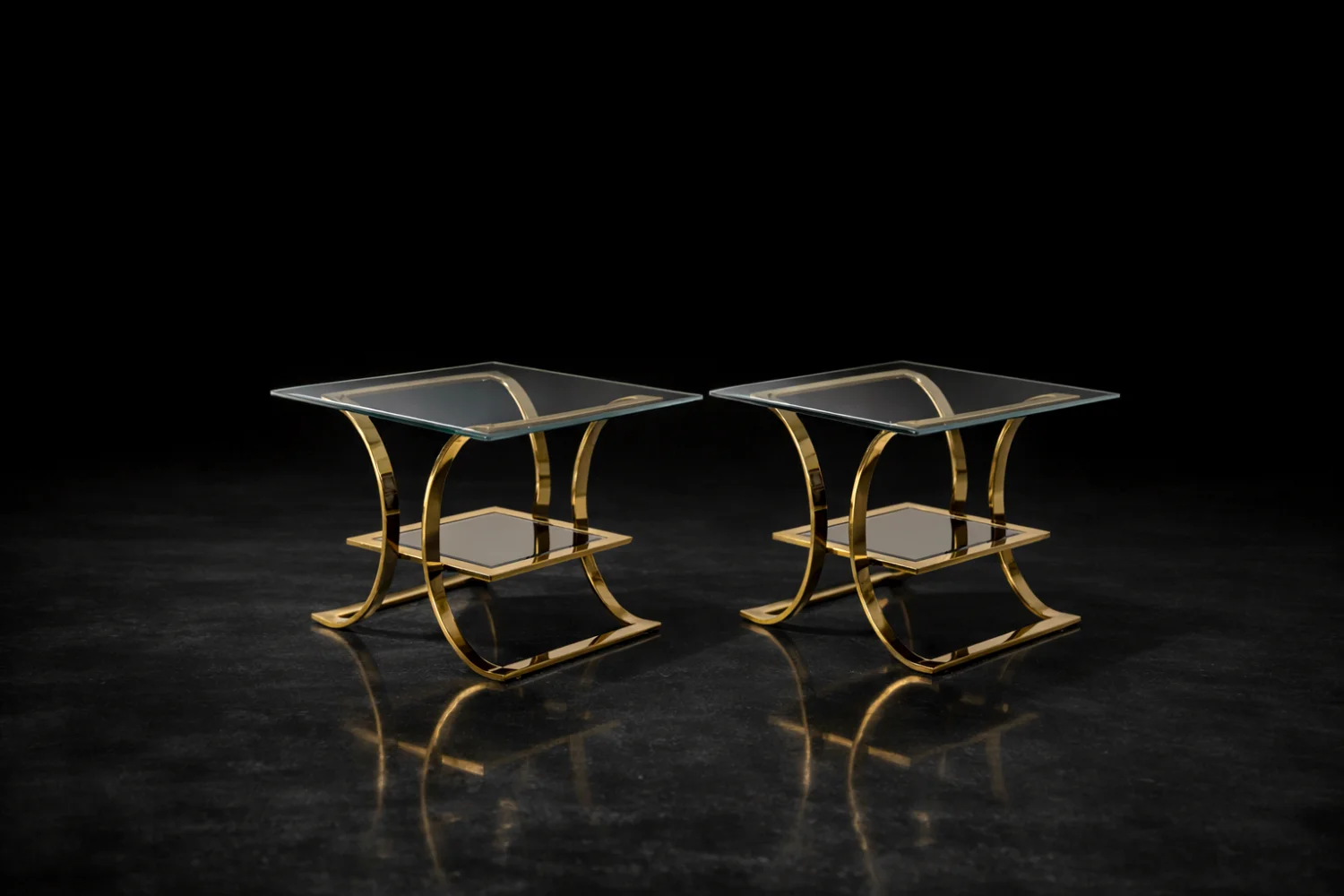 Pair of glass coffee tables, Italy, 1960s