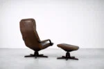 Leather armchair with footstool, Berg Furniture, Denmark, 1970s