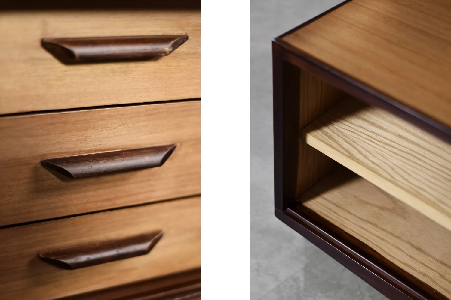Vintage exotic wood sideboard with drawers, Denmark, 1970s