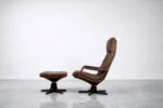 Leather armchair with footstool, Berg Furniture, Denmark, 1970s