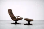 Leather armchair with footstool, Berg Furniture, Denmark, 1970s