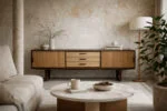 Vintage exotic wood sideboard with drawers, Denmark, 1970s