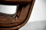 Leather armchair with footstool, Berg Furniture, Denmark, 1970s