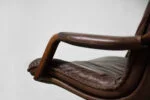 Leather armchair with footstool, Berg Furniture, Denmark, 1970s