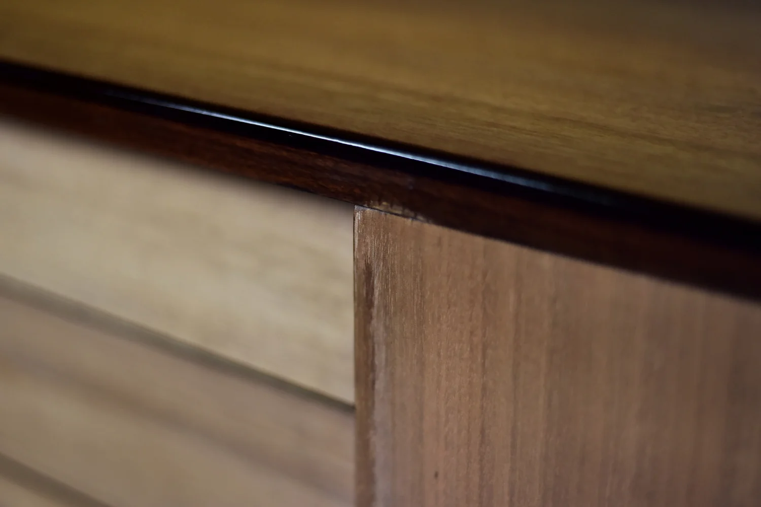 Vintage exotic wood sideboard with drawers, Denmark, 1970s