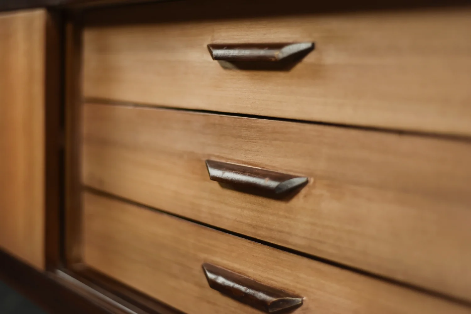 Vintage exotic wood sideboard with drawers, Denmark, 1970s