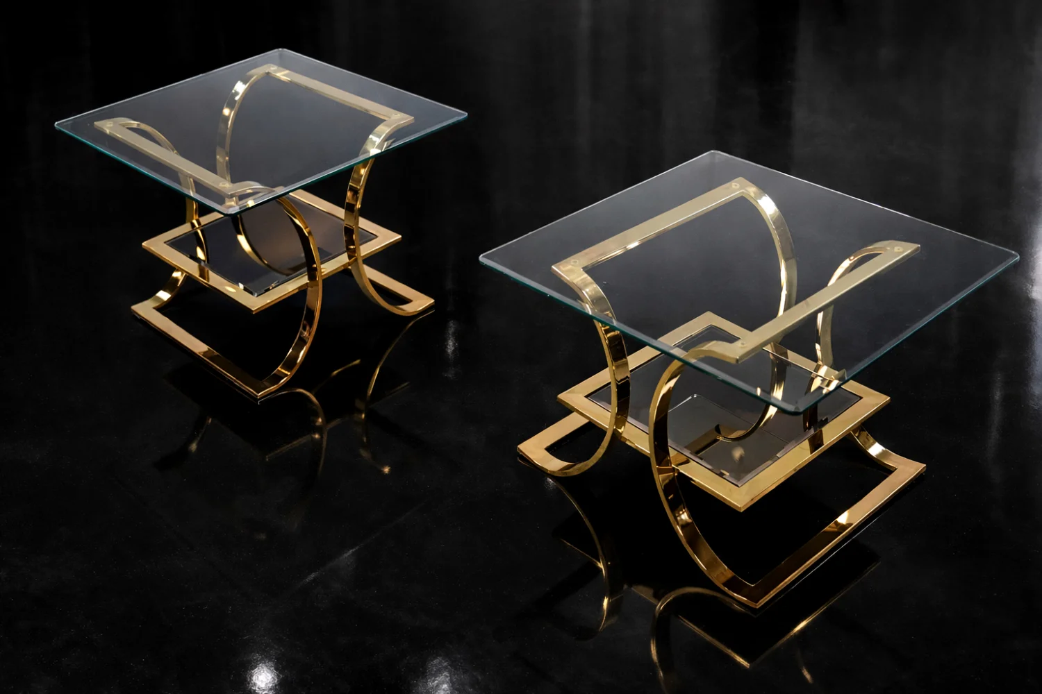 Pair of glass coffee tables, Italy, 1960s