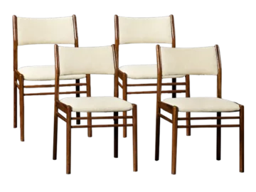 Set of 4 Scandinavian teak chairs with light upholstery, Denmark, 1960s