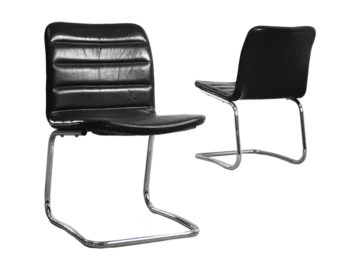 Minimalist leather chairs, POL International, Germany, 1960s