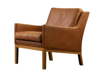 Modernist leather armchair, Model 39, designed by Kai Lyngfeldt Larsen for Søren Willadsen, Denmark, 1960s