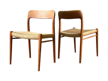 Pair of teak chairs designed by Niels Möller, Denmark, 1960s