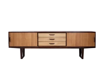 Vintage exotic wood sideboard with drawers, Denmark, 1970s