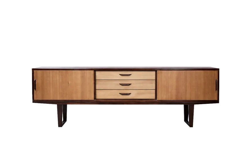 Vintage exotic wood sideboard with drawers, Denmark, 1970s