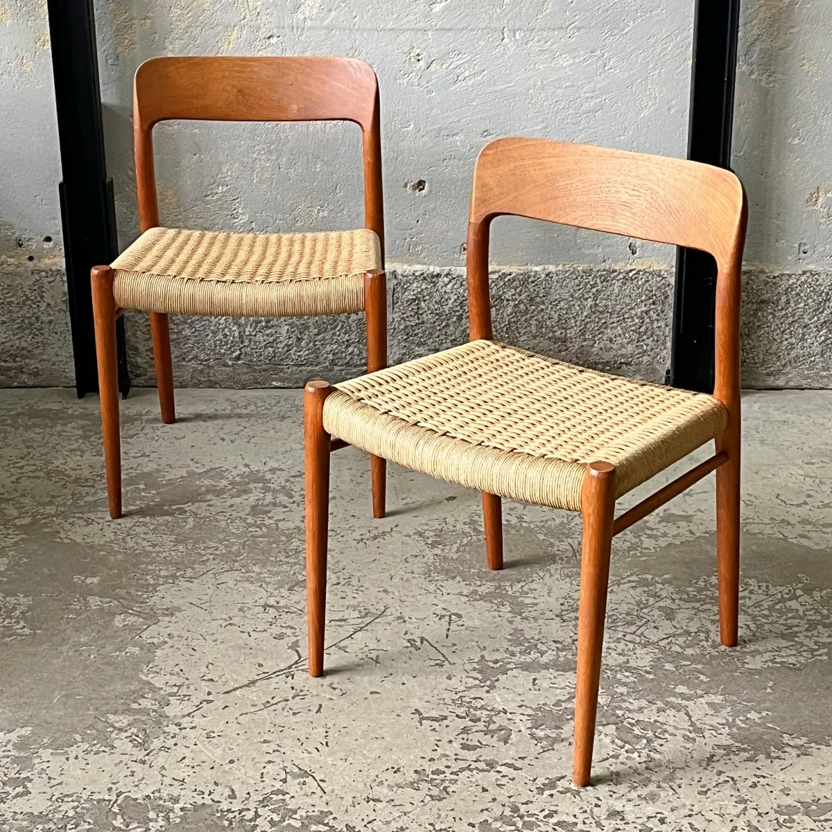 Pair of teak chairs designed by Niels Möller, Denmark, 1960s