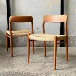 Pair of teak chairs designed by Niels Möller, Denmark, 1960s