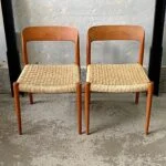 Pair of teak chairs designed by Niels Möller, Denmark, 1960s