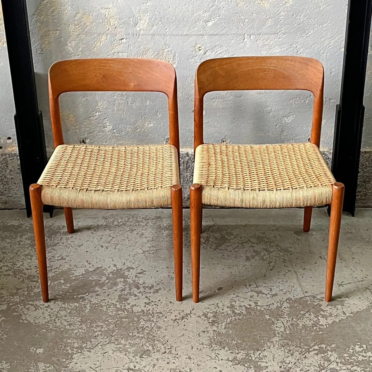 Pair of teak chairs designed by Niels Möller, Denmark, 1960s