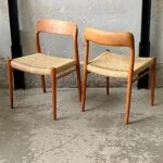 Pair of teak chairs designed by Niels Möller, Denmark, 1960s