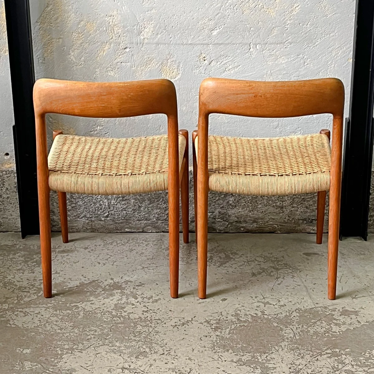 Pair of teak chairs designed by Niels Möller, Denmark, 1960s
