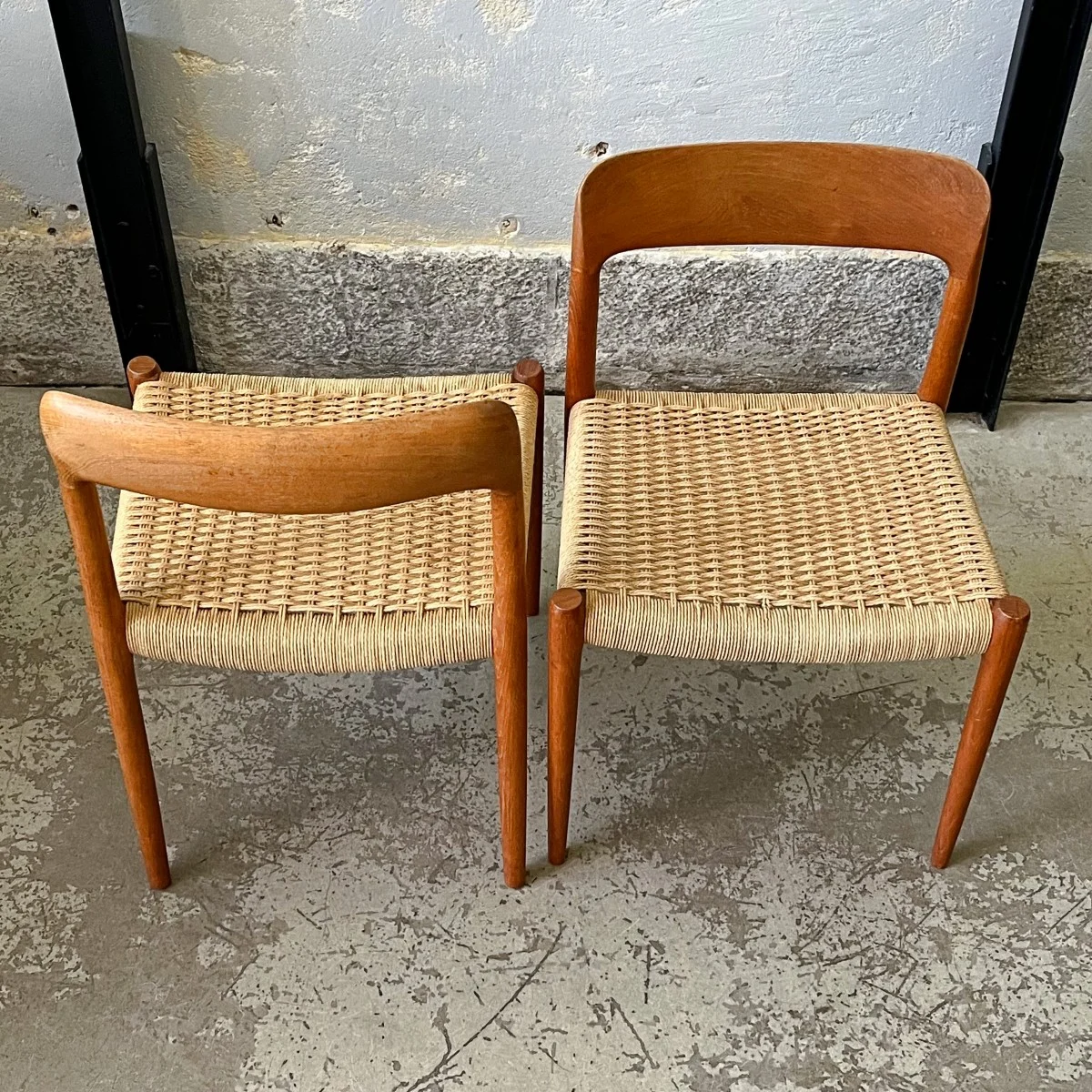 Pair of teak chairs designed by Niels Möller, Denmark, 1960s