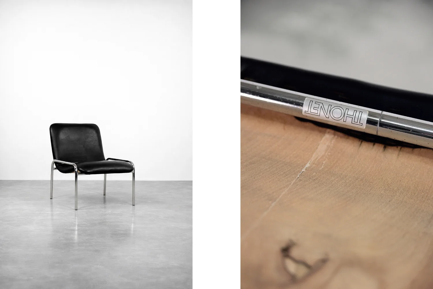 Pair of minimalist armchairs, Thonet, Germany, 1970s