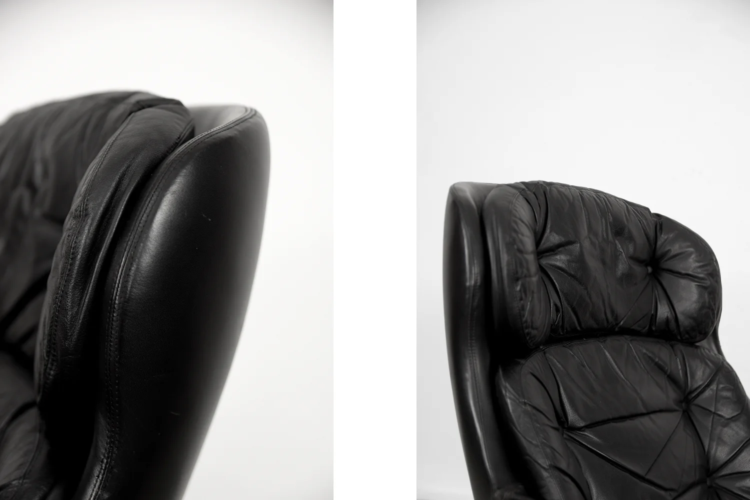 Vintage leather swivel armchair, Selig Imperial, Sweden, 1970s