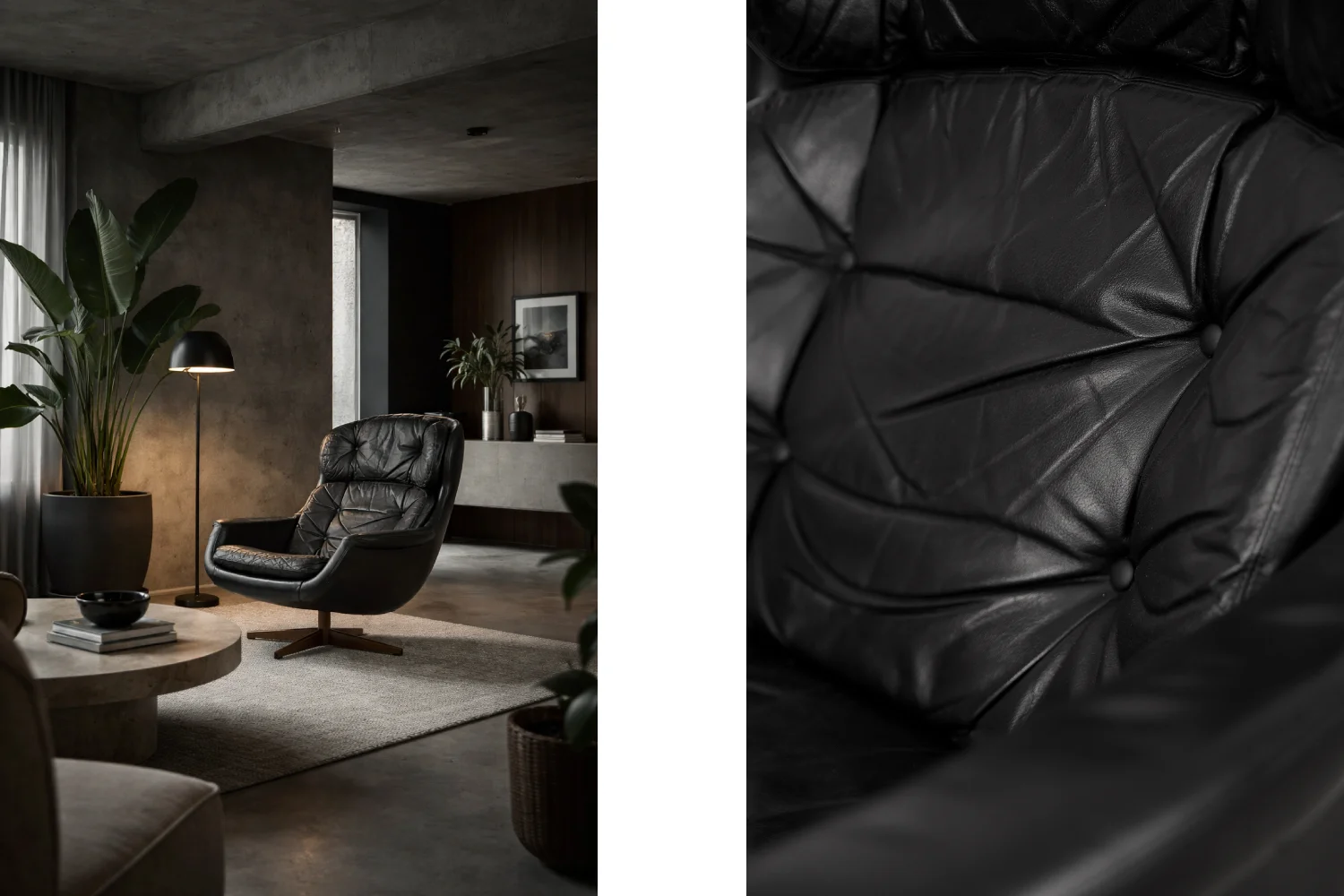 Vintage leather swivel armchair, Selig Imperial, Sweden, 1970s