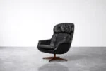 Vintage leather swivel armchair, Selig Imperial, Sweden, 1970s