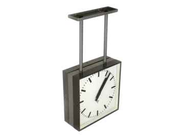 Large double-sided railway clock, factory-made, Pragotron, 1980s