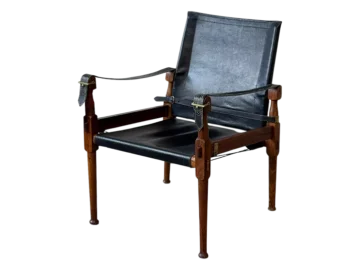 Leather safari armchair, M. Hayat & Bros Ltd., Pakistan, 1970s