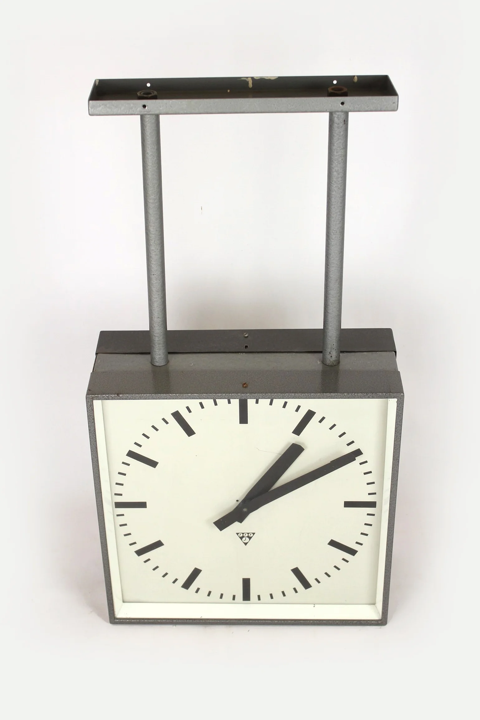 Large double-sided railway clock, factory-made, Pragotron, 1980s