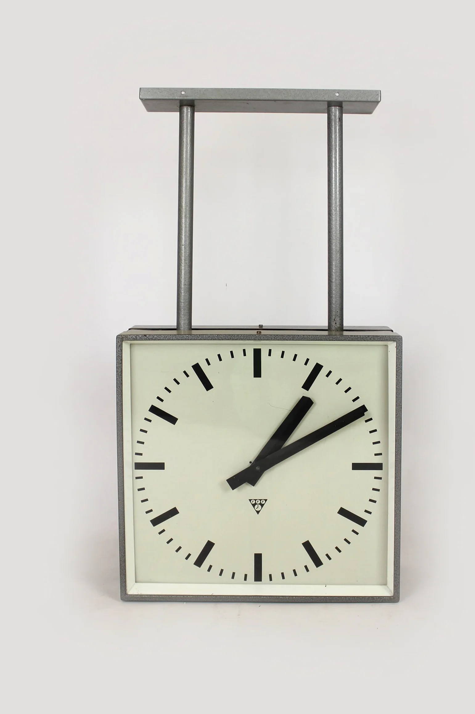 Large double-sided railway clock, factory-made, Pragotron, 1980s