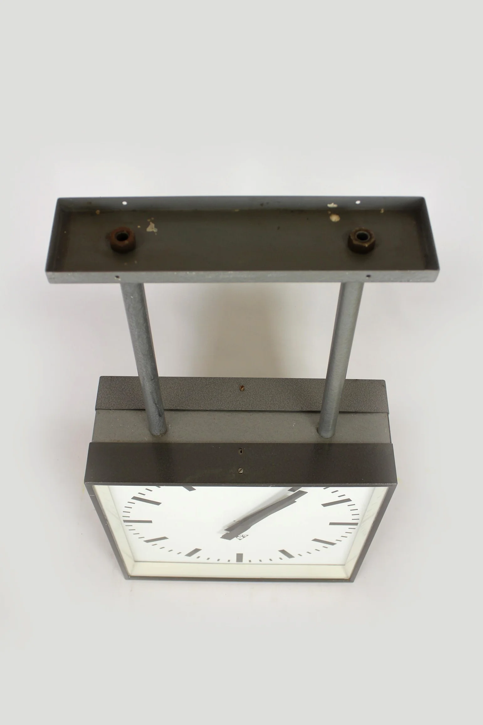 Large double-sided railway clock, factory-made, Pragotron, 1980s