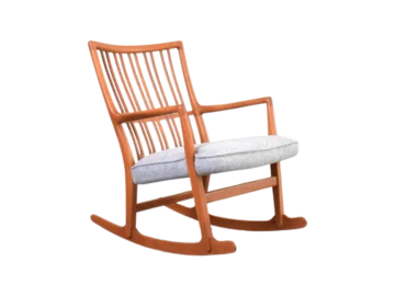 Vintage rocking chair designed by Hans Wegner, manufactured by A/S Mikael Laursen, Denmark, 1950s