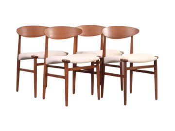 Set of 4 vintage chairs, designed by Ejner Larsen & Aksel Bender Madsen, Denmark, 1960s