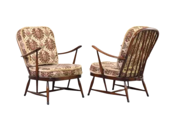 Para foteli vintage proj. Lucian Ercolani, prod. Ercol, Wielka Brytania, lata 60