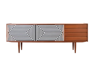 Scandinavian Vintage Sideboard with Op-Art Painted Decoration, Denmark, 1960s