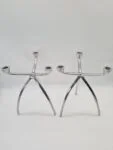 2 aluminium Space Age candleholders, 1960s