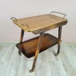 Vintage bar cart, wood and brass, 1960s
