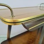 Vintage bar cart, wood and brass, 1960s