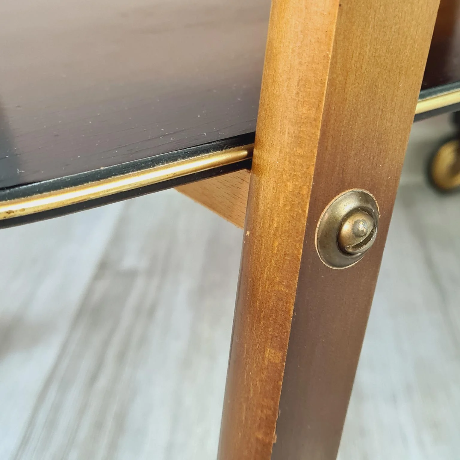 Vintage bar cart, wood and brass, 1960s