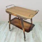Vintage bar cart, wood and brass, 1960s