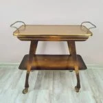 Vintage bar cart, wood and brass, 1960s