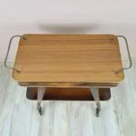 Vintage bar cart, wood and brass, 1960s