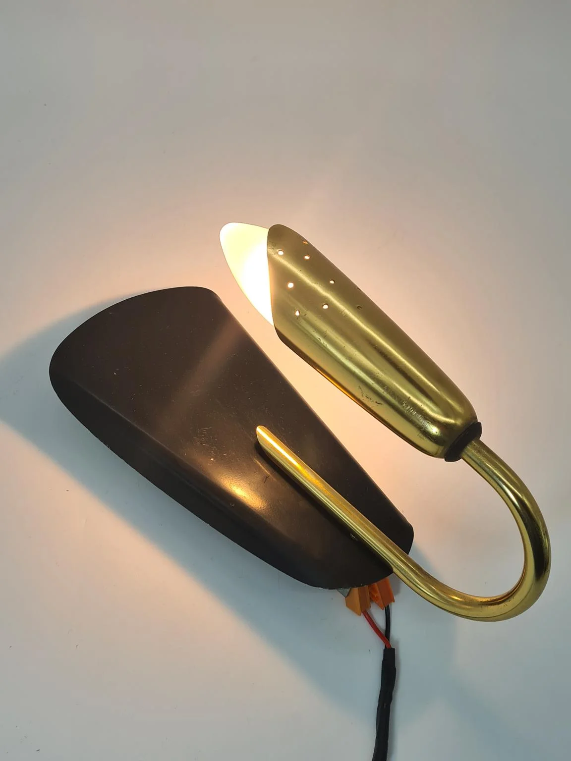 Modernist brass and aluminium wall lights, 1970s